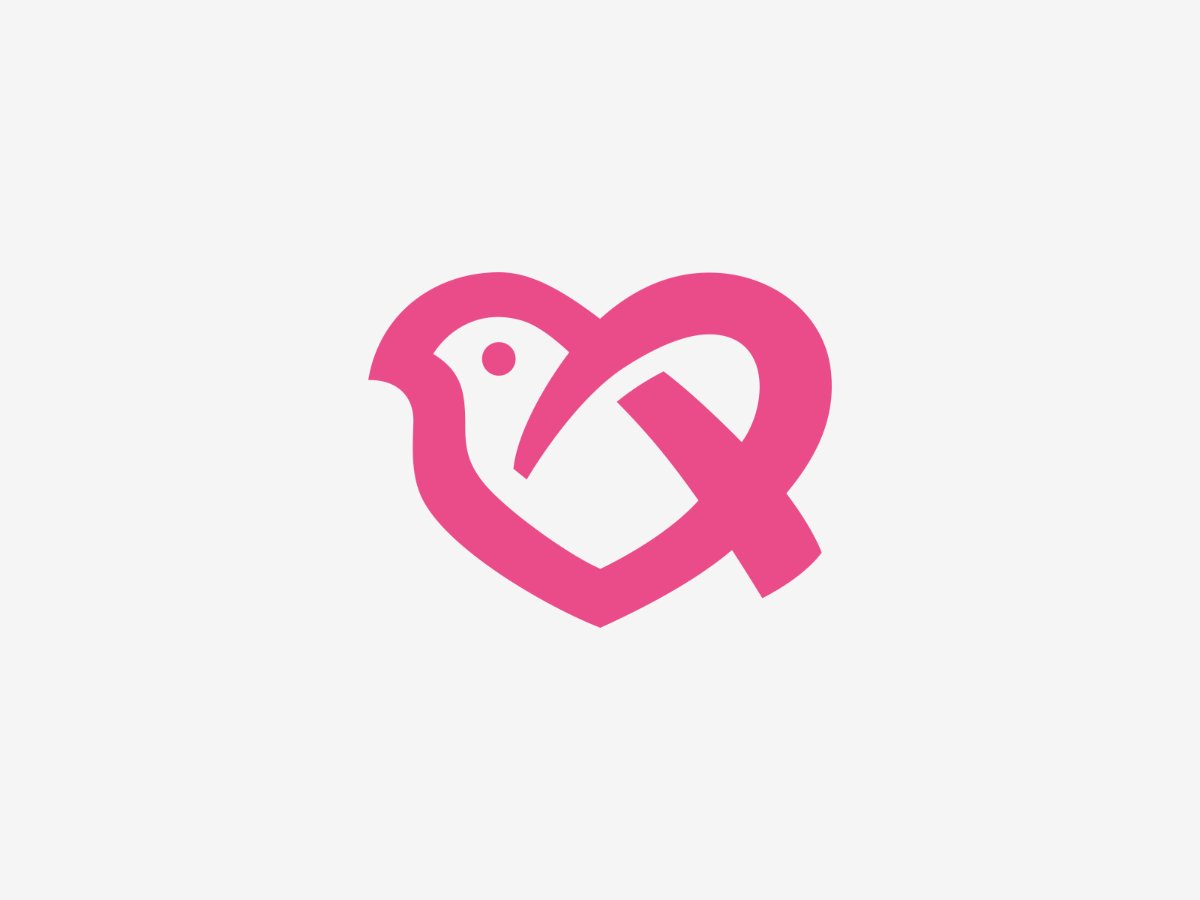 Bird Love Heart Care Logo